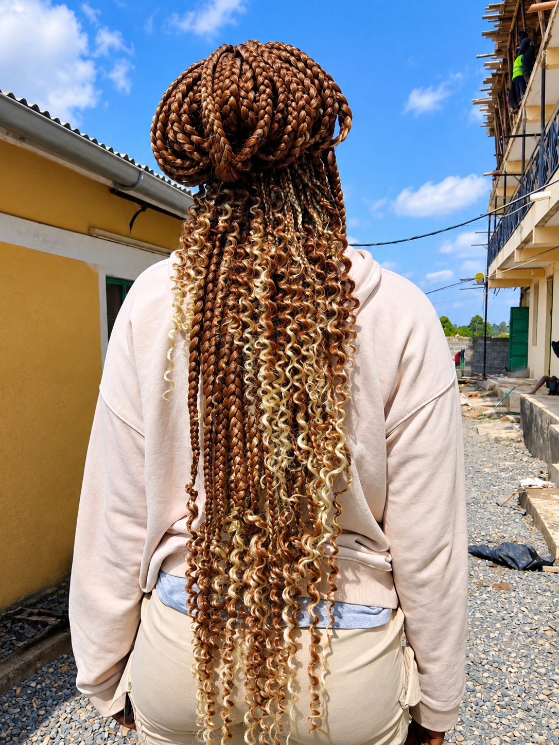 Knotless braids with curls
